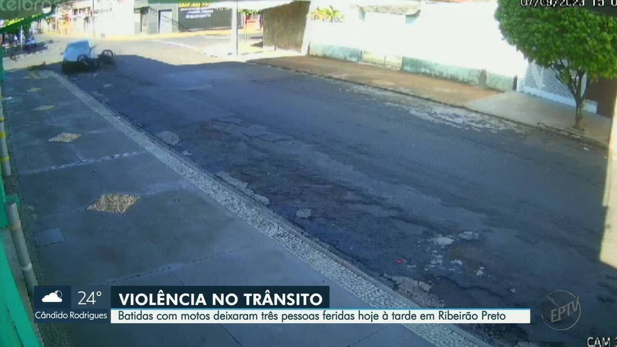 VIDÉO : Un motocycliste et un passager sont grièvement blessés après être entrés en collision avec une voiture à une intersection à Ribeirão Preto, SP |  Ribeirão Preto et Franca