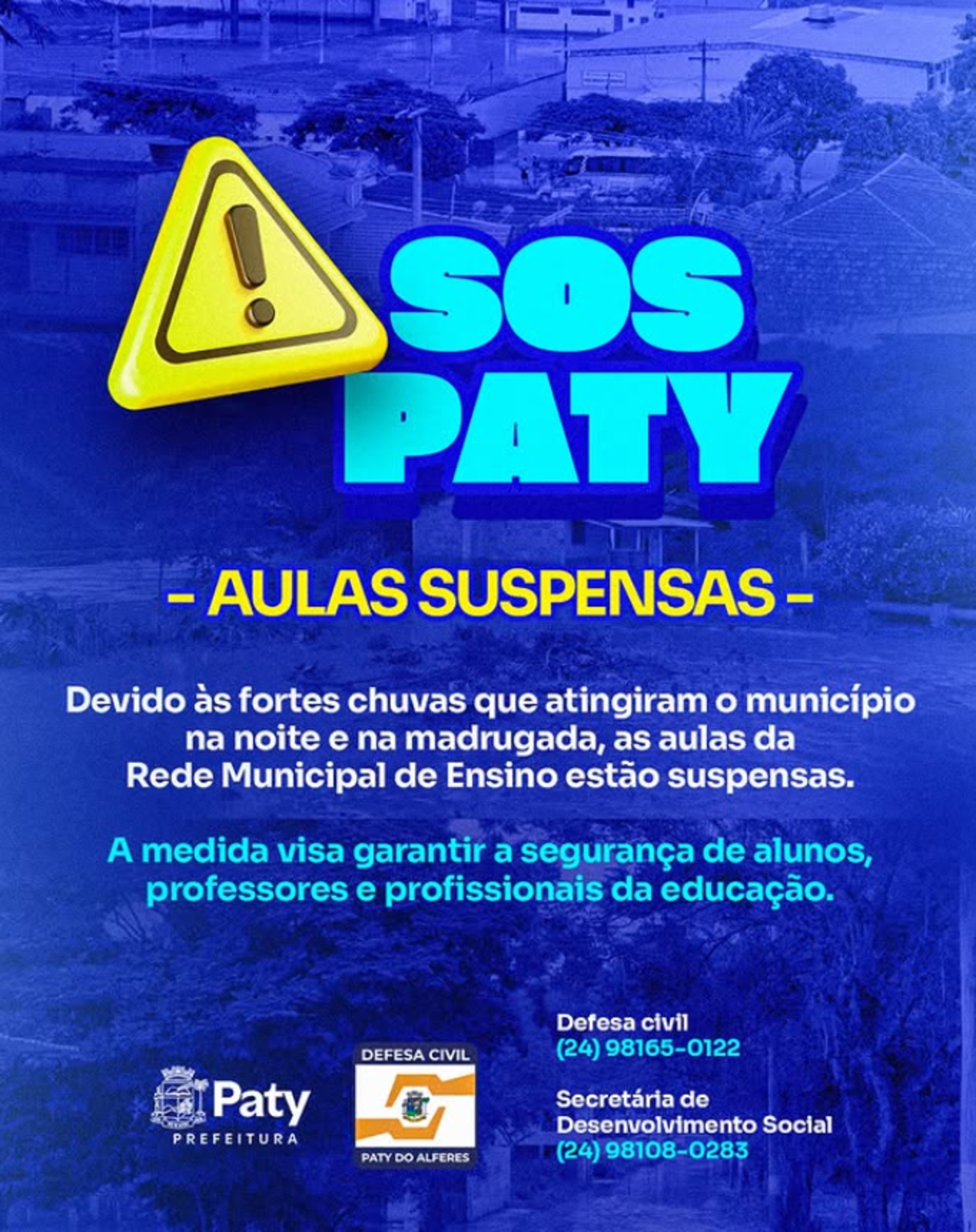 Aulas da rede municipal são suspensas até sexta-feira por conta de forte chuva em Paty do Alferes; 200 pessoas estão desalojadas 