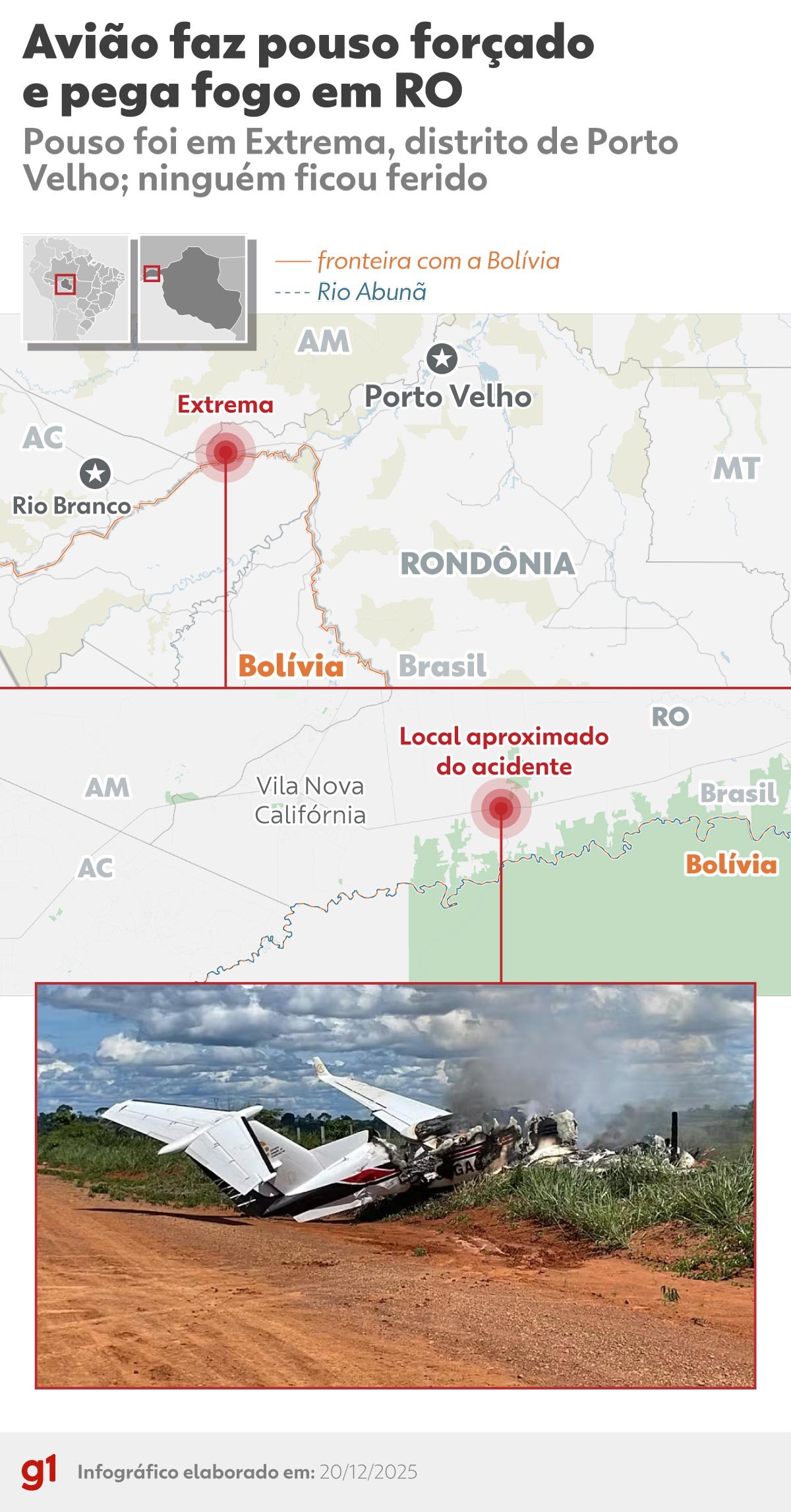Avião com deputado federal e vereador faz pouso forçado e pega fogo em RO