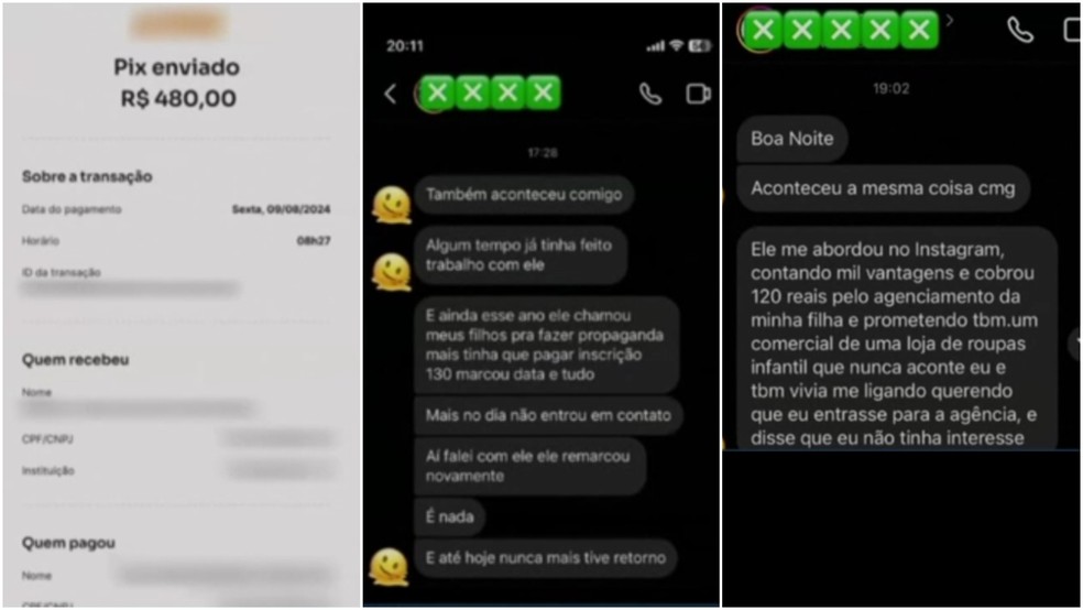 Mais de 50 pessoas denunciam golpe aplicado por agência de modelo em Fortaleza — Foto: Reprodução