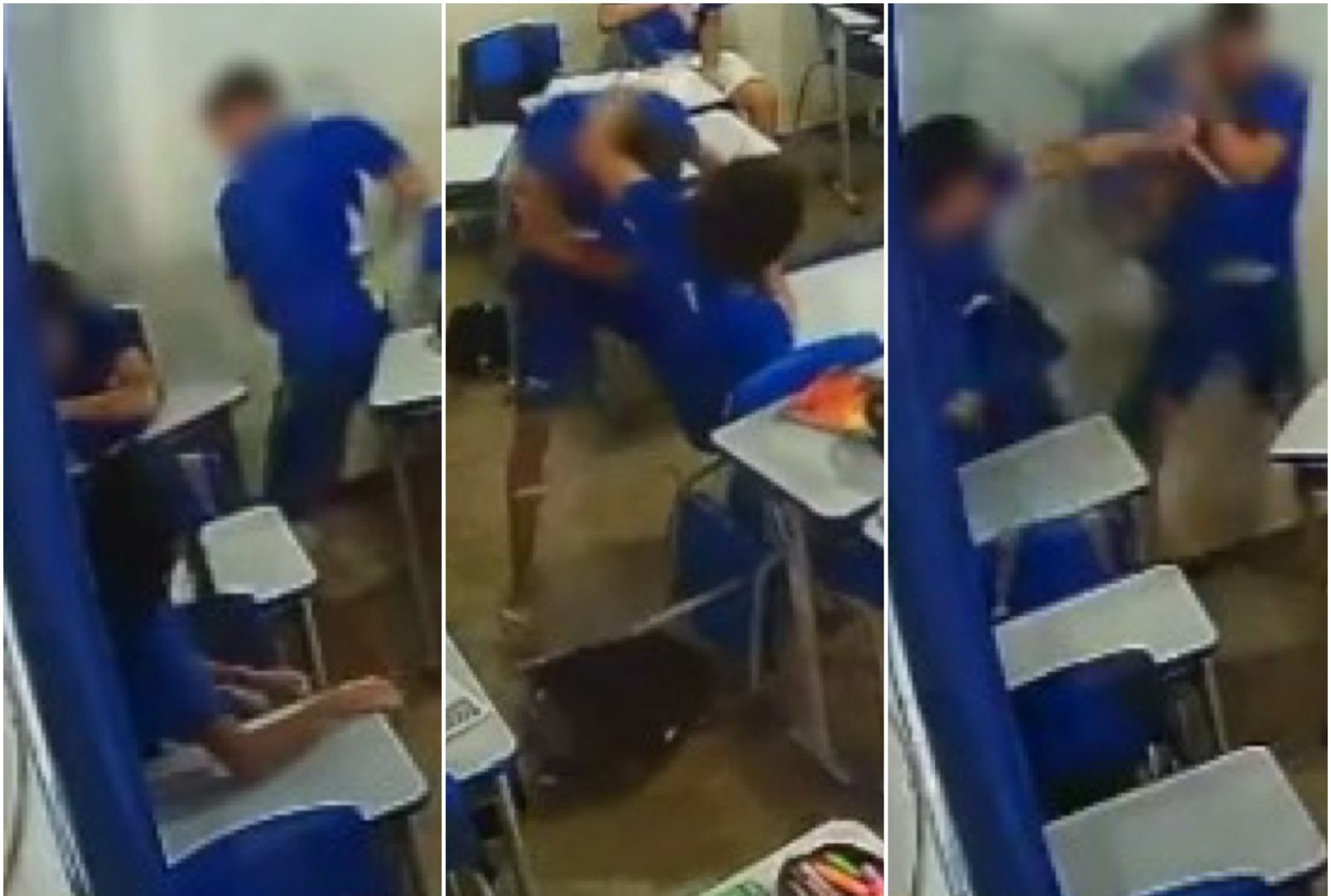 VÍDEO: aluno é apreendido após agredir colegas com cadeira e socos em sala de aula em MT
