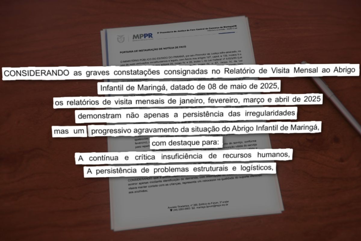 Prefeitura de Maringá foi notificada sobre problemas em abrigo infantil 10 dias antes de fuga de crianças, diz MP