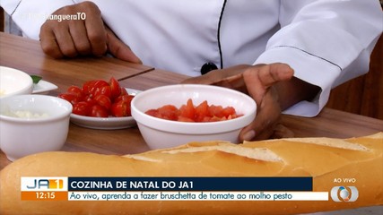 JA1 ensina a receita da bruschetta de tomate ao molho pesto