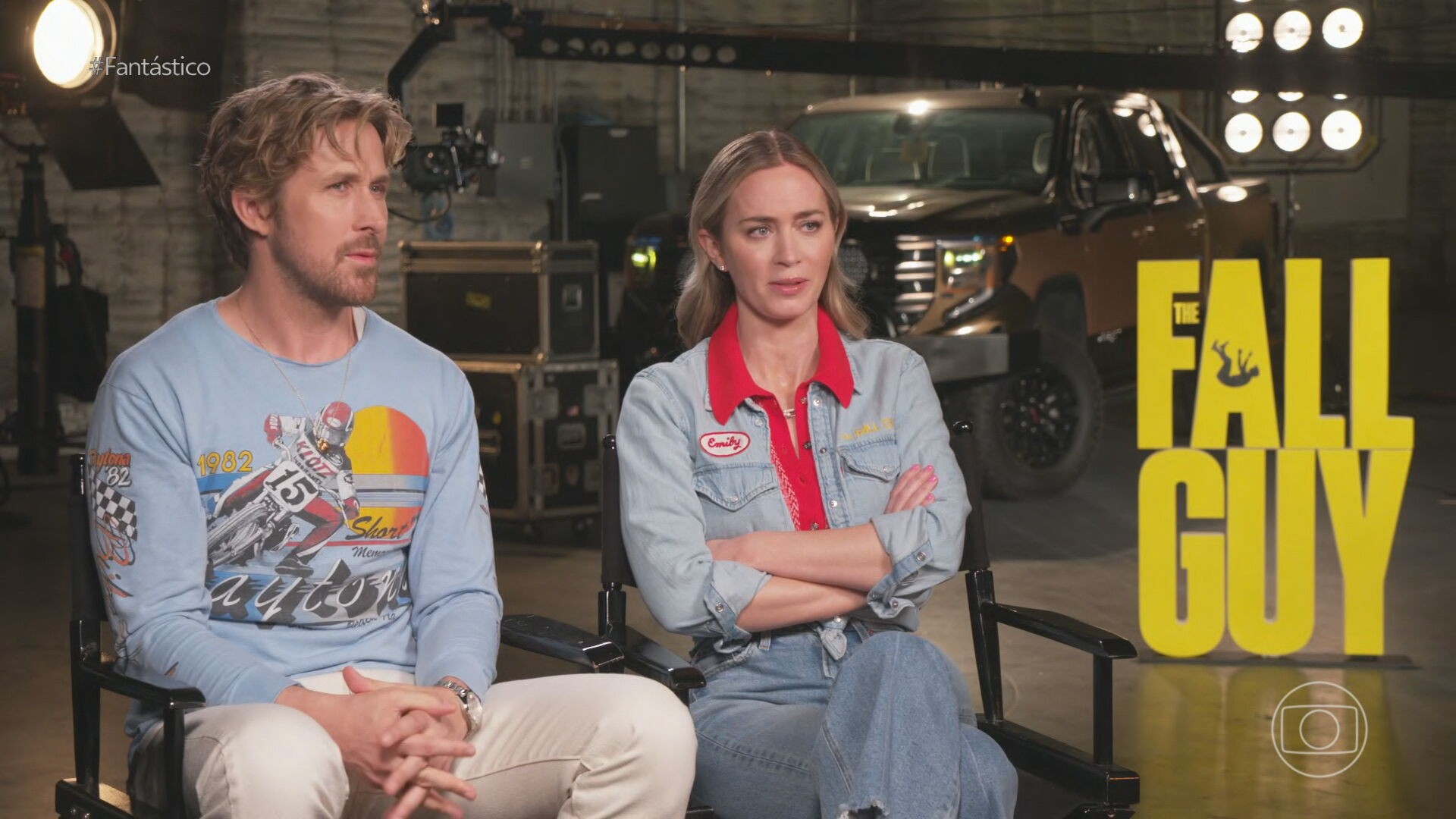 Ryan Gosling e Emily Blunt recebem o Fantástico para falar do filme 'O Dublê'