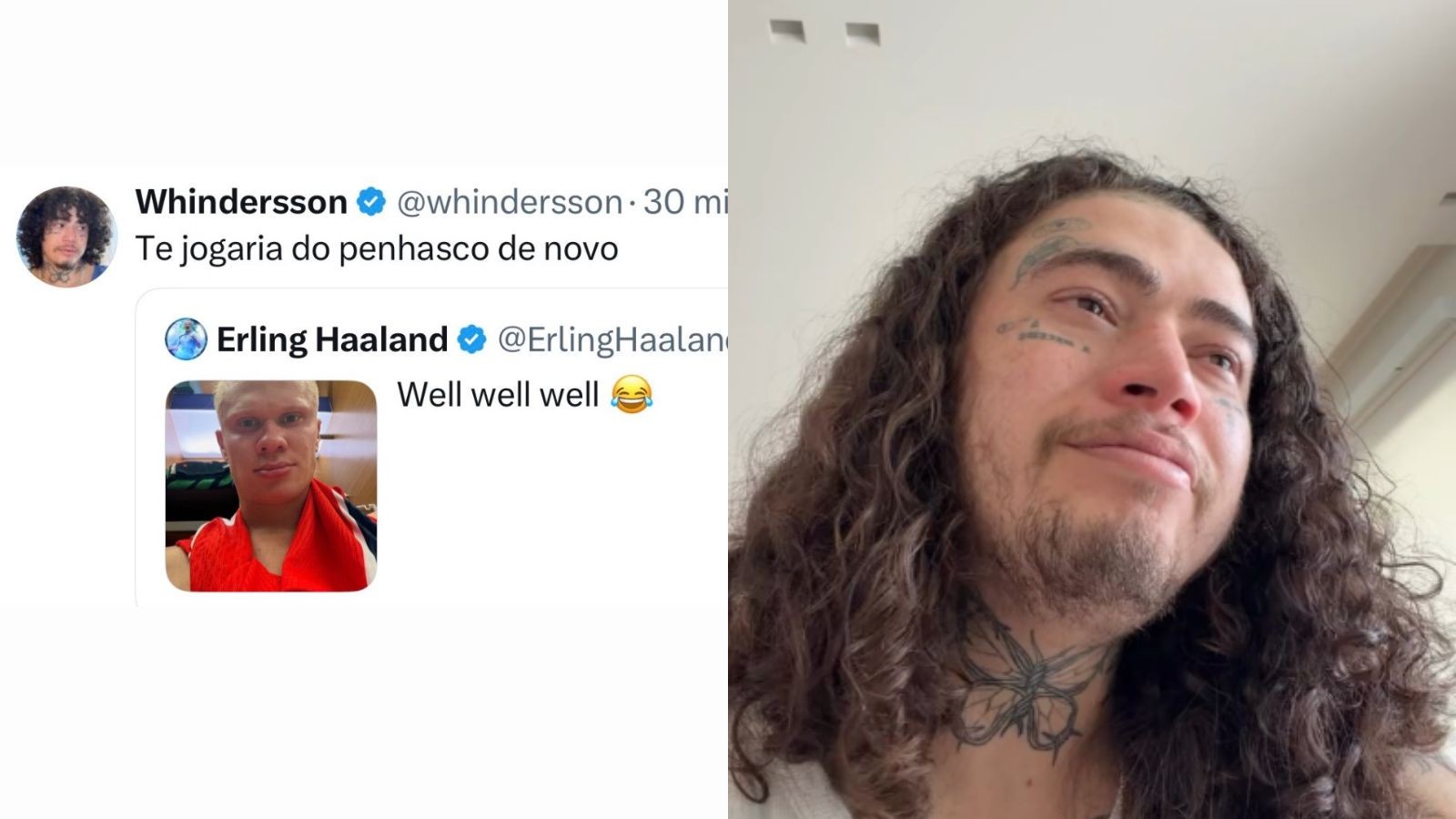 Whindersson se pronuncia após fazer referência à Luisa Sonza em post de Haaland: 'Jogaria do penhasco de novo'