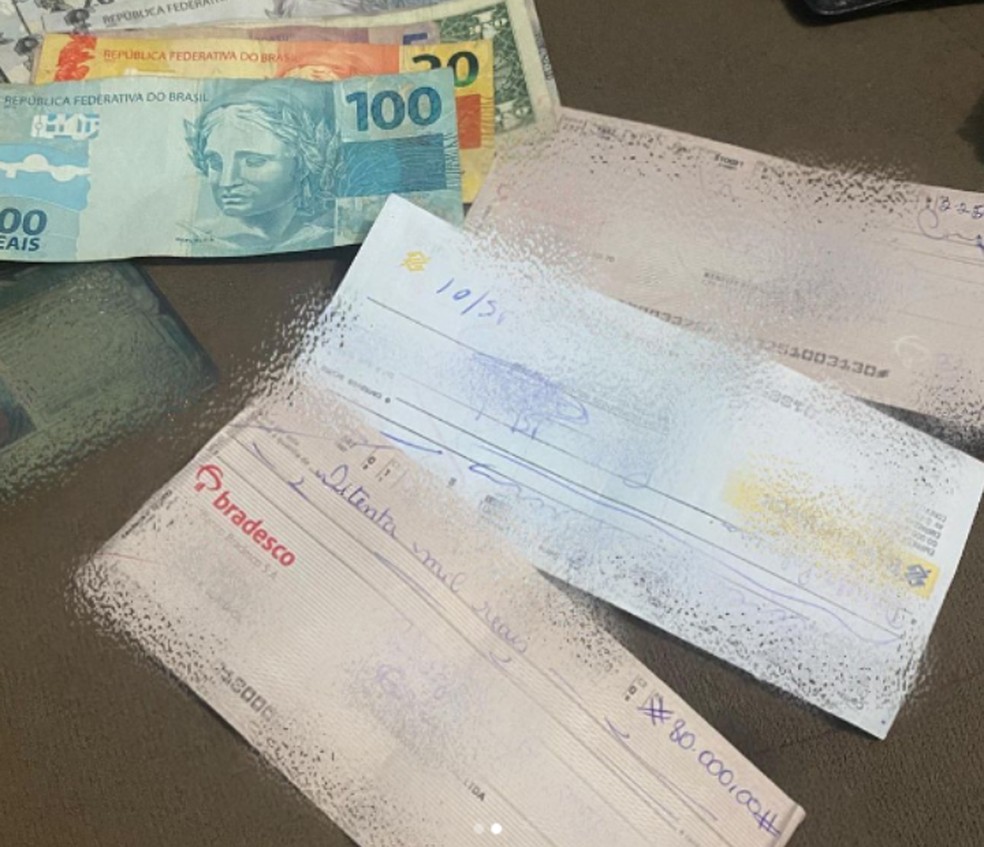 Cheques e cédulas estavam dentro da carteira — Foto: Site Gazeta 5
