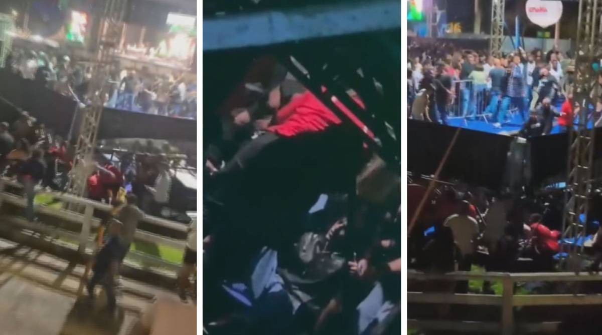 Estrutura de camarote desaba no show do Ferrugem em Itabira e deixa feridos; vídeo mostra correria