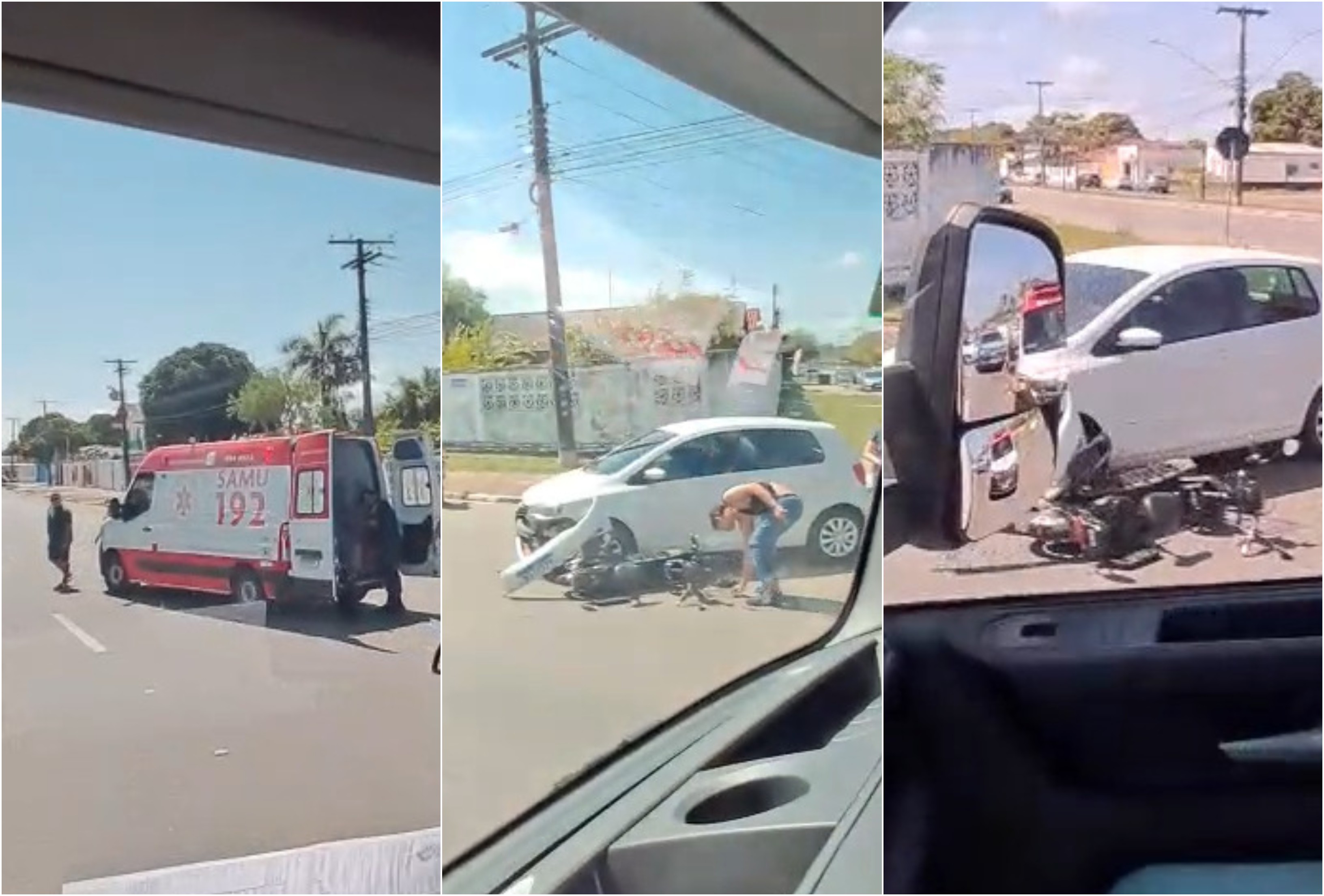 Jovens em bicicleta elétrica ficam feridos após andar na contramão e colidir com carro em Boa Vista