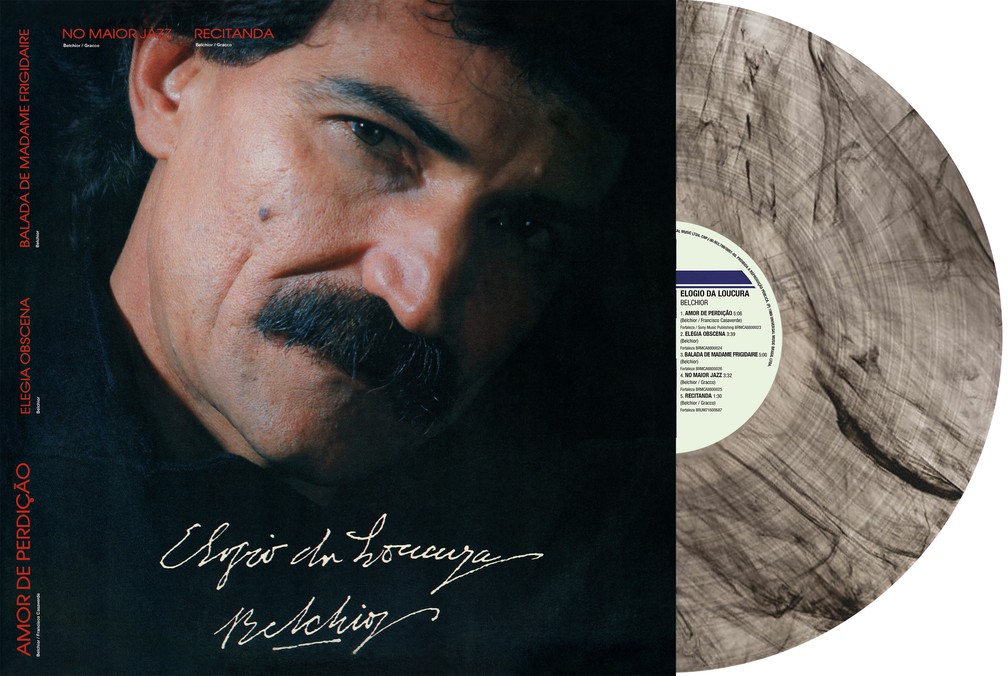 Imagem promocional da reedição em LP do álbum 'Elogio da loucura', de Belchior (1946 – 2017) — Foto: Divulgação