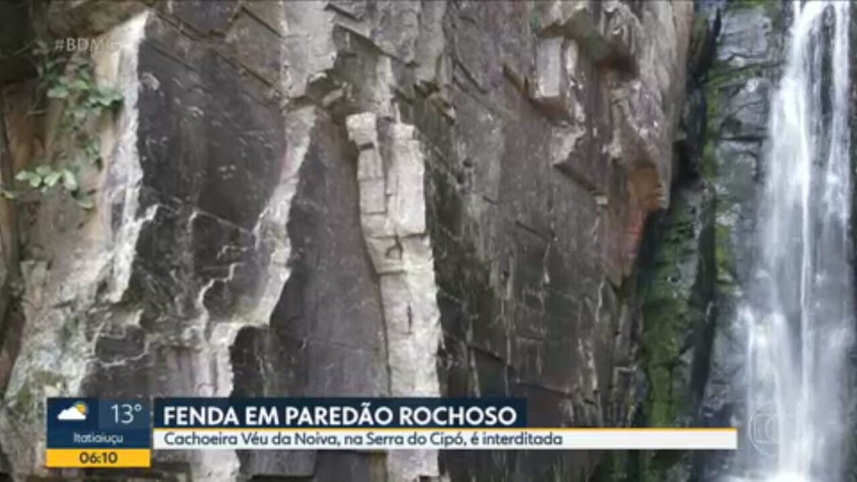 Cachoeira Véu da Noiva, na Serra do Cipó, é interditada após visitantes notarem fenda em rocha