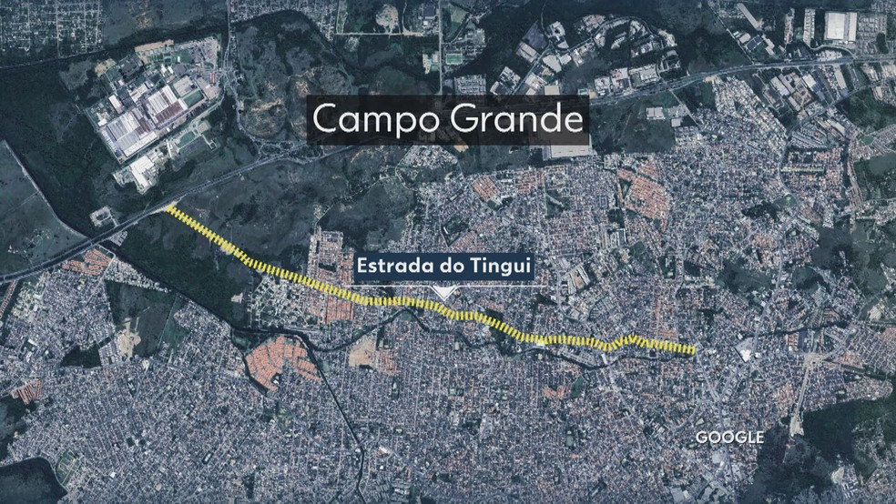 Estrada do Tingui, em Campo Grande — Foto: Reprodução/TV Globo