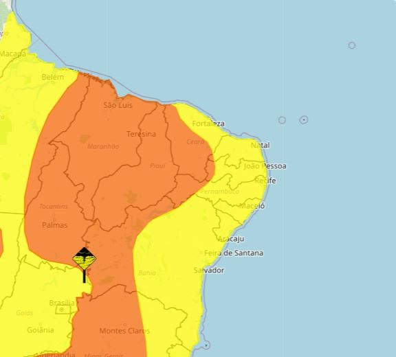 Inmet alerta para chuvas intensas em todas as cidades do Rio Grande do Norte