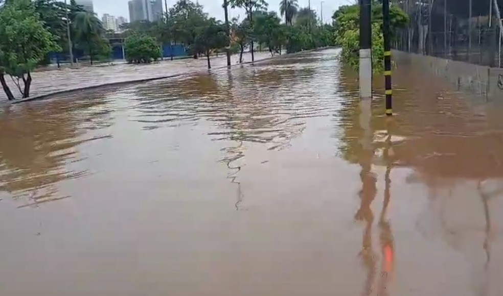Forte chuva fez o Rio Bauru transbordar; um homem morreu na cidade no Jardim Ivone ao ser arrastado pela enxurrada e cair em córrego — Foto: TV TEM/ Reprodução