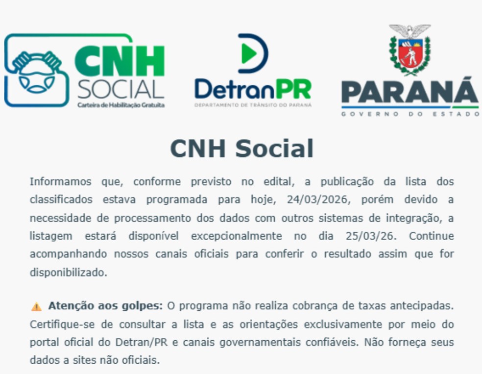 Aviso no site do programa sobre atraso e previsão de publicação. — Foto: Reprodução
