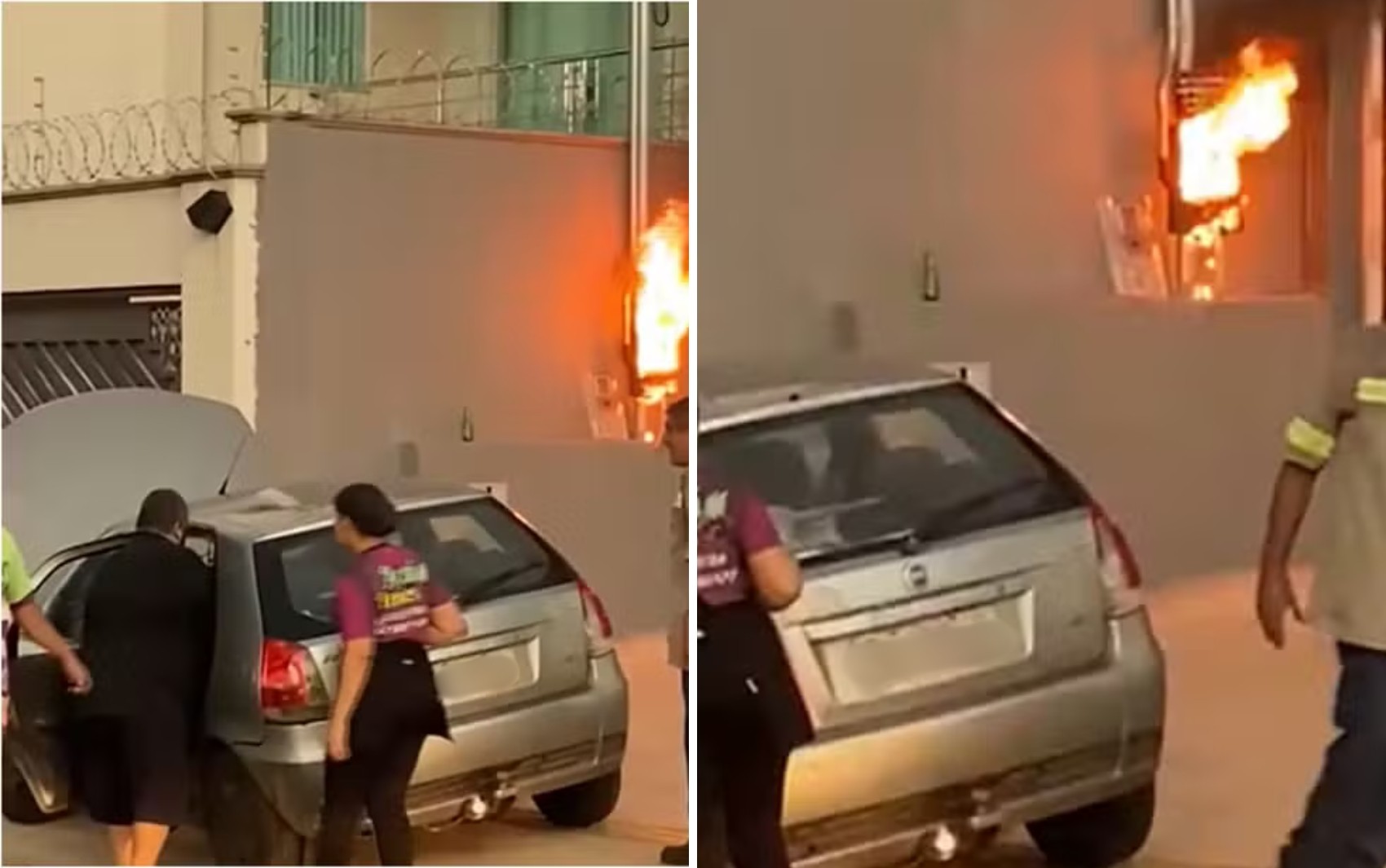 VÍDEO: Medidor explode após motorista tentar fazer 'chupeta' na bateria do carro usando a energia do poste, em Goiânia