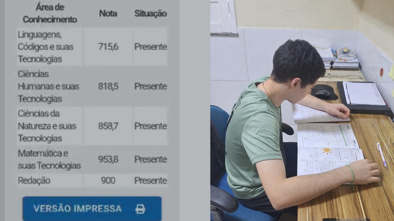 Estudante do PI gabarita Ciências da Natureza no Enem e soma 175 acertos no total: 'não é romantizado, precisa estudar todos os dias'