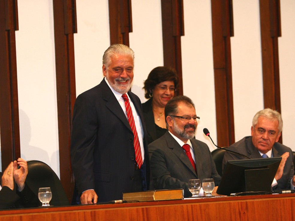 Jaques Wagner quando tomou posse do segundo mandato de governador, na Assembleia Legislativa da Bahia. — Foto: Alberto Coutinho/AGECOM