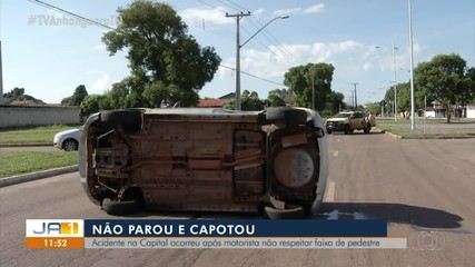 Motorista não respeita faixa de pedestre e causa acidente em Palmas