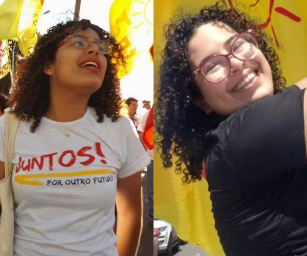 Ayla Viçosa, em 2013, com 18 anos (à esquerda) e em 2023 (à direita), com 28 anos — Foto: Arquivo pessoal