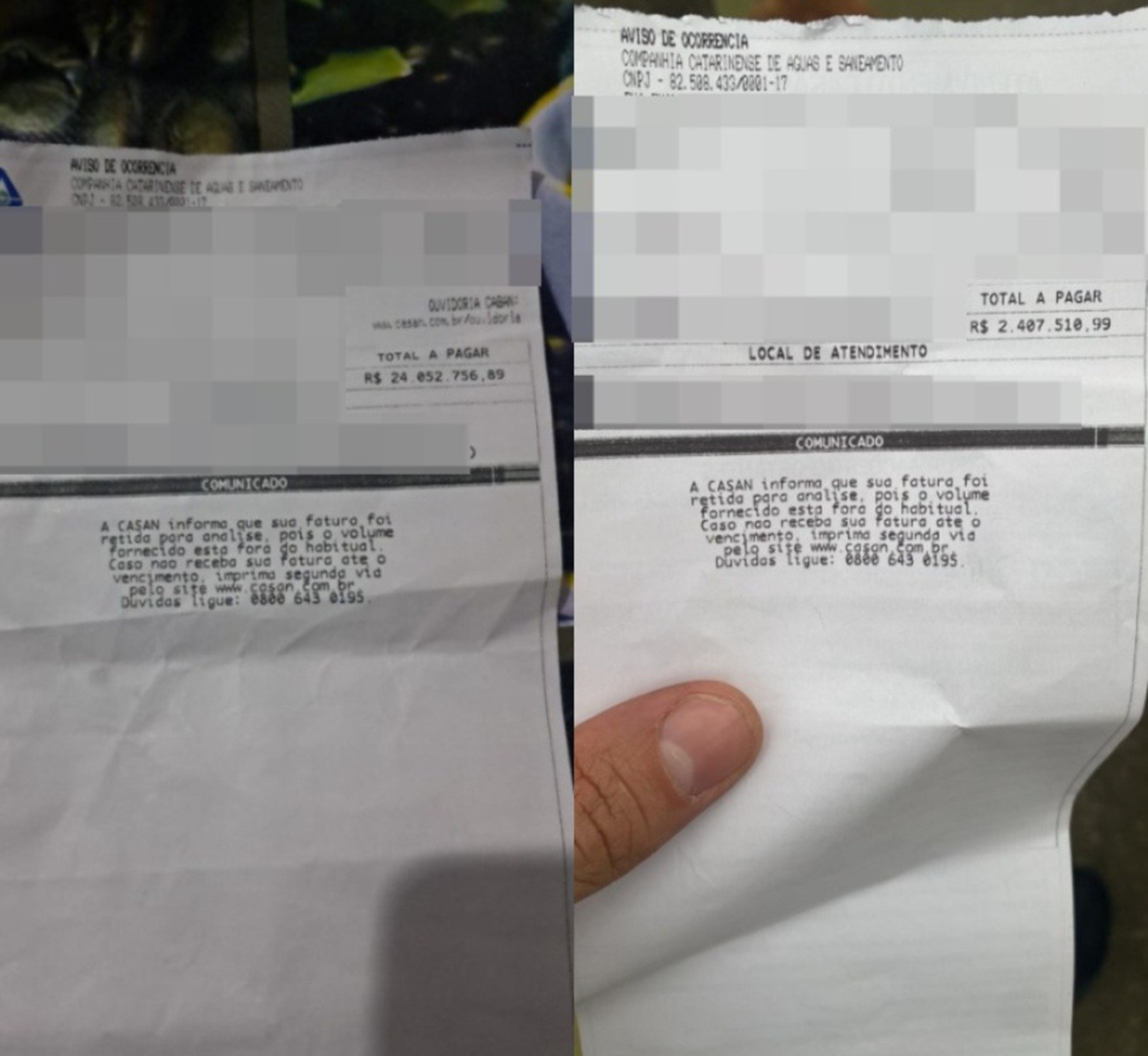 Moradores recebem conta de água no valor de R$ 24 milhões em SC: 'Fiquei sem acreditar'