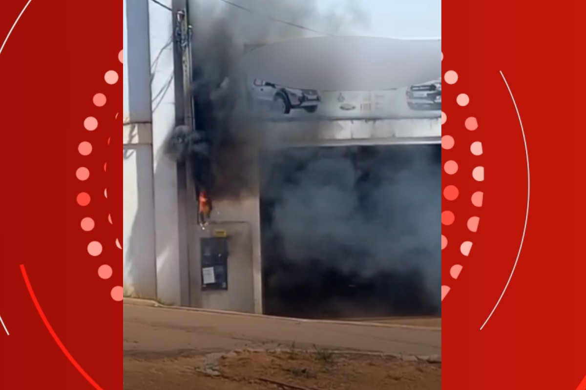 VÍDEO: fiação de oficina mecânica pega fogo e mobiliza bombeiros em MT