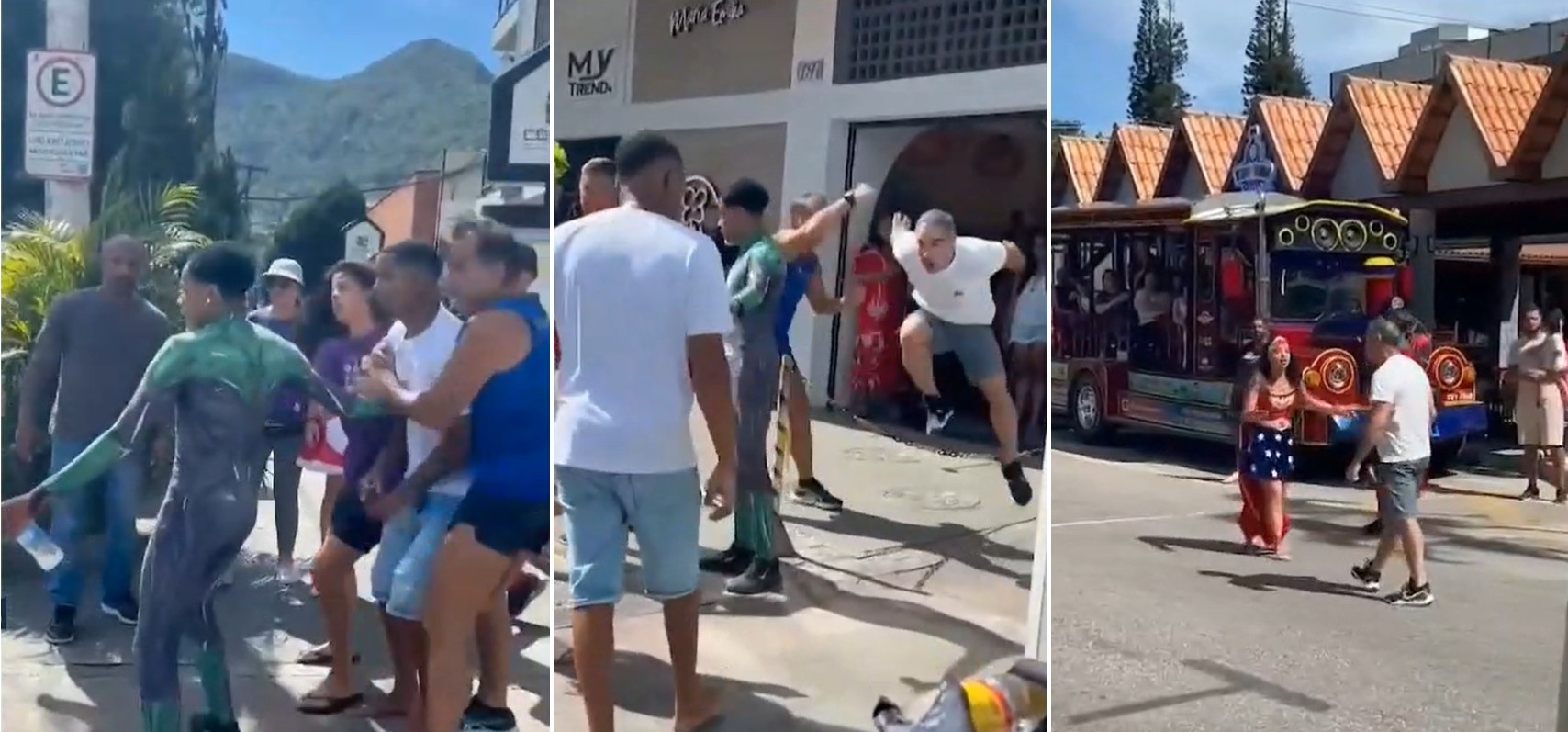 'Super-heróis' de trenzinho turístico entram em ação para separar briga em frente à atração infantil em Teresópolis; VÍDEO