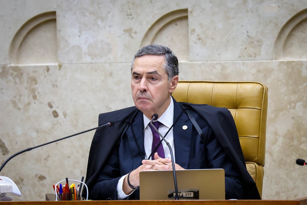Ministro Luís Roberto Barroso, presidente do STF, durante sessão do tribunal — Foto: Gustavo Moreno/SCO/STF