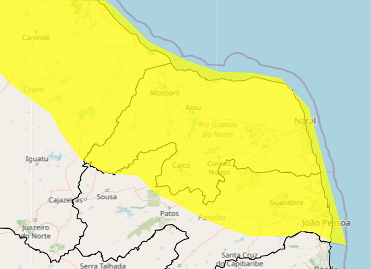 Inmet emite alerta de chuvas intensas para as 167 cidades do RN