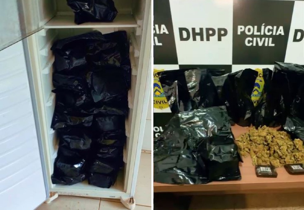 Drogas apreendidas em casa indicada por suspeito — Foto: Polícia Civil/Divulgação