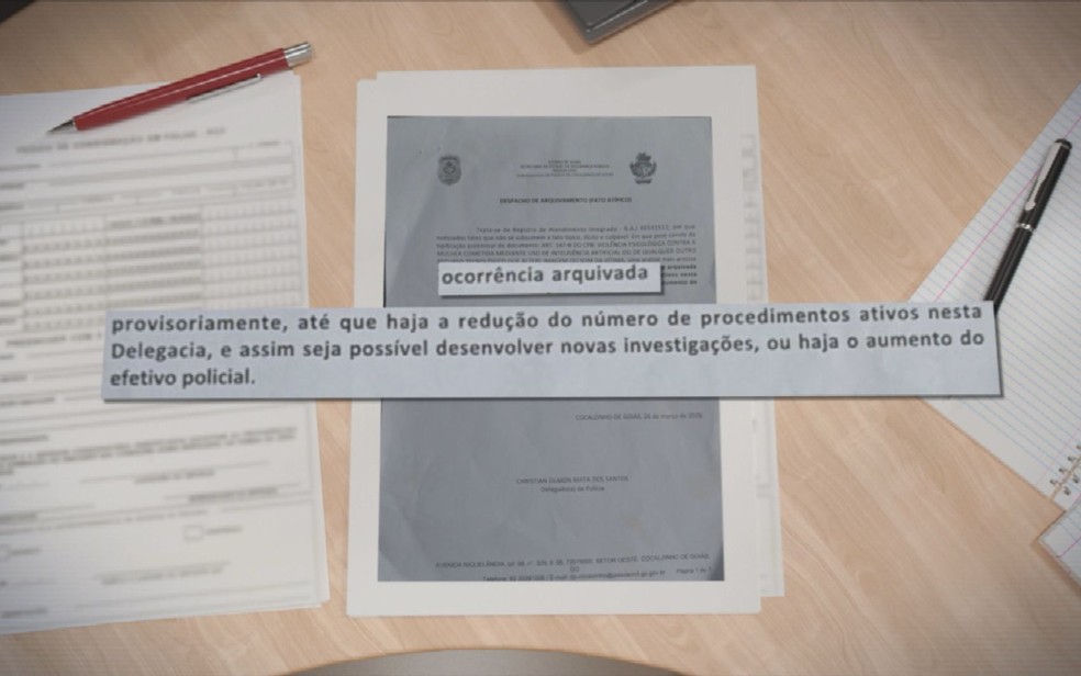 Delegacia de Cocalzinho de Goiás determinou o arquivamento provisório do registro por difamação alegando falta de efetivo suficiente — Foto: Reprodução/ TV Anhanguera