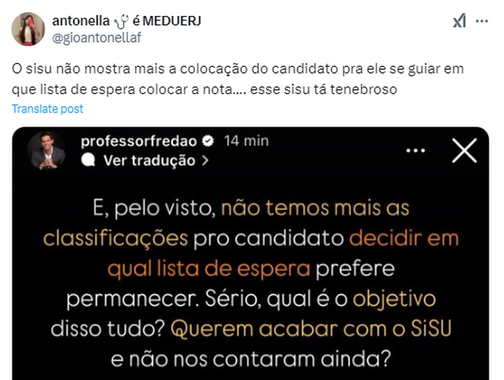 Candidatos reclamam da falta de informações sobre a lista de espera — Foto: Reprodução/Redes sociais