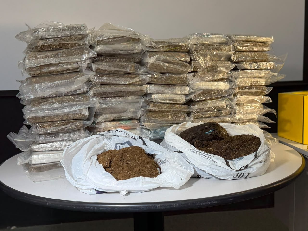 Mais de 55 kg de maconha tipo skunk são encontrados escondidos em nichos de MDF em Manaus