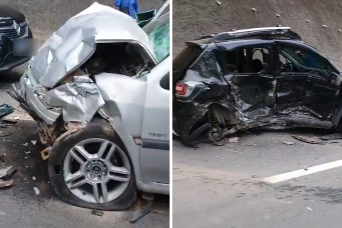 Colisão entre carros deixa feridos e provoca interdição parcial na Rio-Santos, em Caraguatatuba
