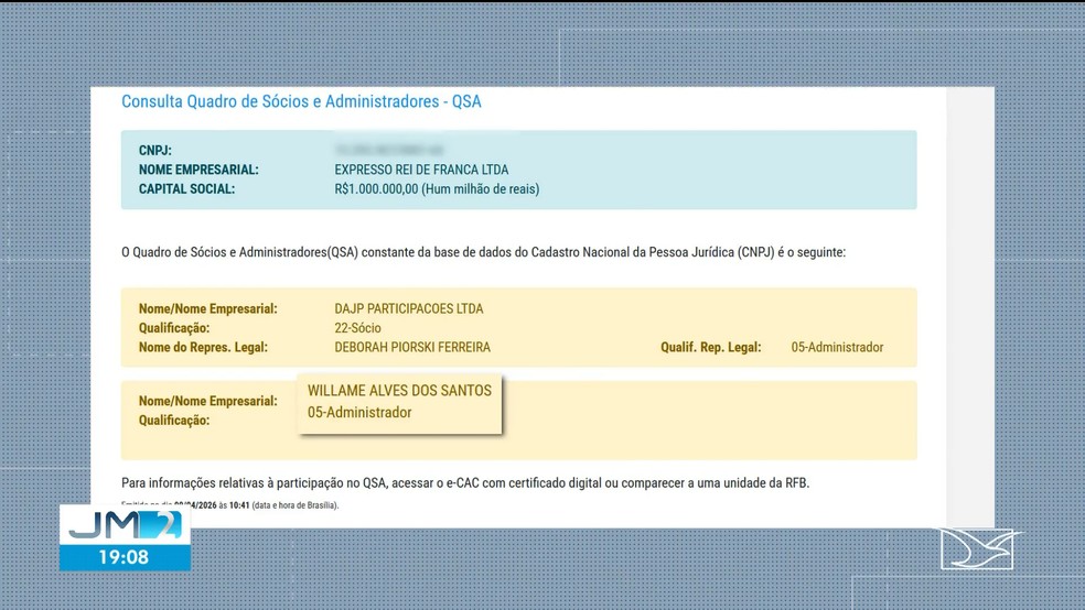 Documentos revelam movimentações bancárias suspeitas envolvendo a Expresso Rei de França, com indícios de desvio de subsídios e pagamentos irregulares, enquanto a empresa enfrenta crise no transporte público de São Luís. — Foto: Reprodução/ TV Mirante