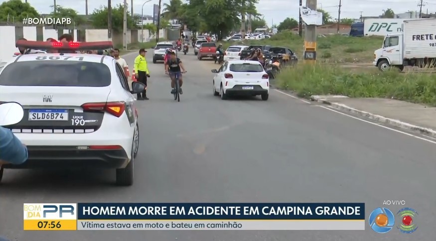 Motociclista morre após tentar ultrapassar caminhão em Campina Grande