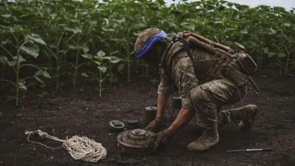 A Ucrânia é atualmente um dos locais com mais minas terrestres do planeta. — Foto: Getty Images via BBC