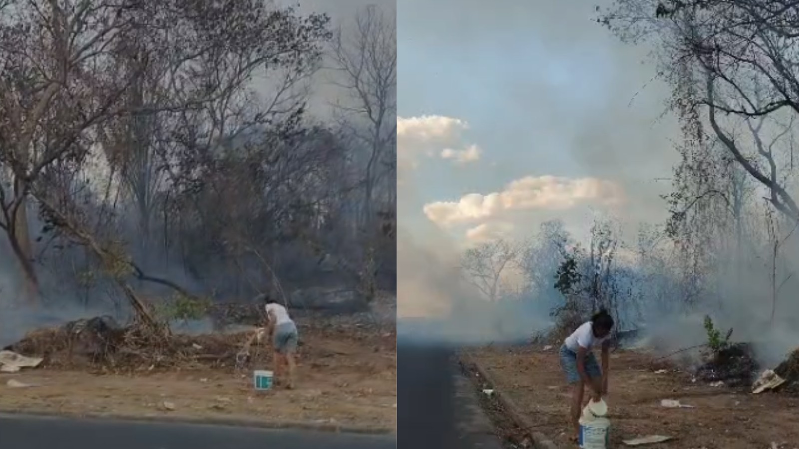 VÍDEO: Moradores usam baldes para conter incêndio em Teresina; Bombeiros priorizam focos com maior risco à população