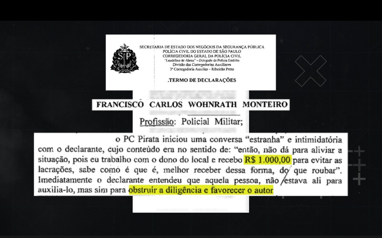 Policiais civis recebiam R$ 1 mil para evitar lacração de bar irregular no interior de SP, diz PM