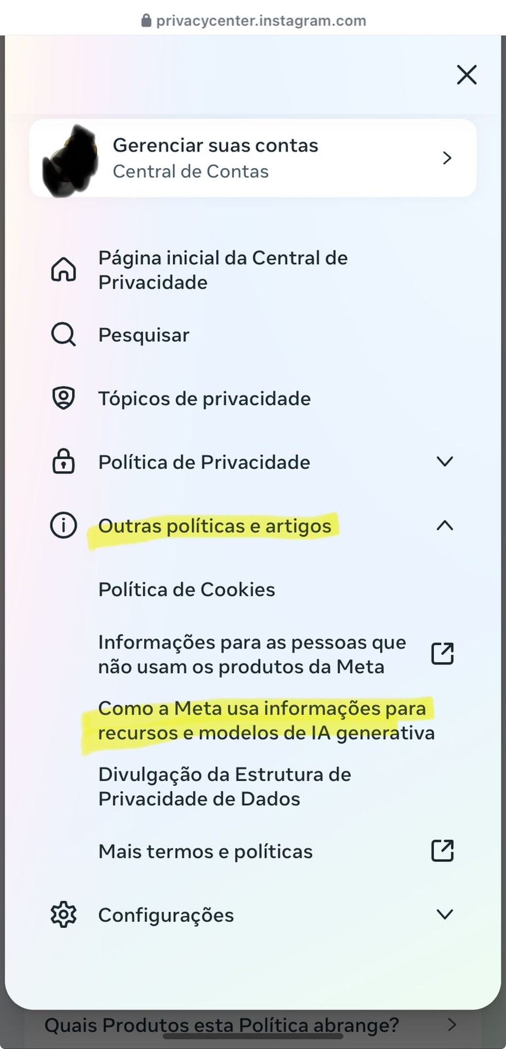 Passo a passo para evitar que Meta use dados para treinar IA 4 — Foto: Reprodução