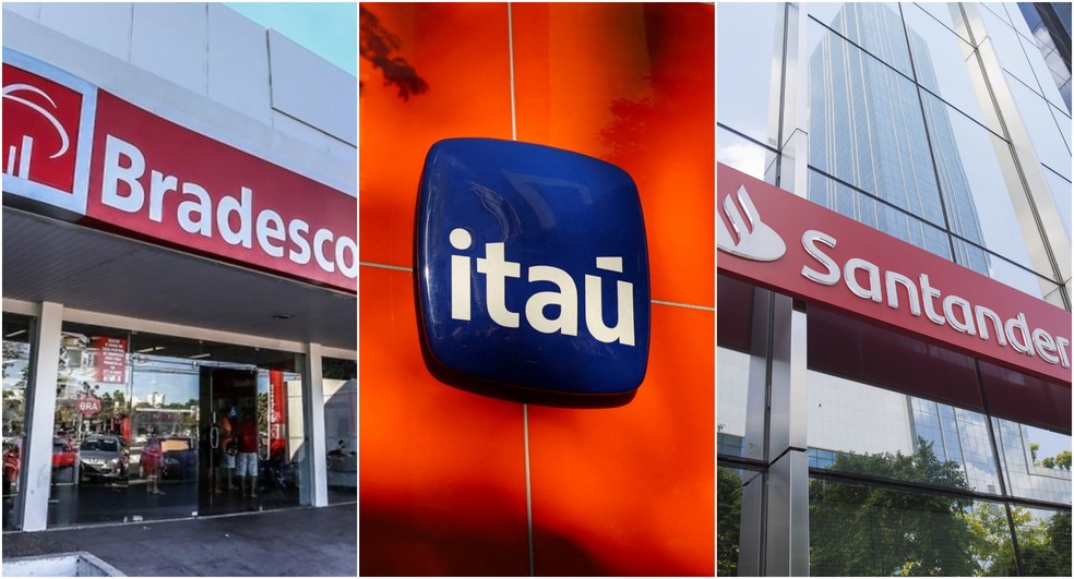 Bradesco, Itaú e Santander — Foto: Montagem com imagens de divulgação e da Reuters