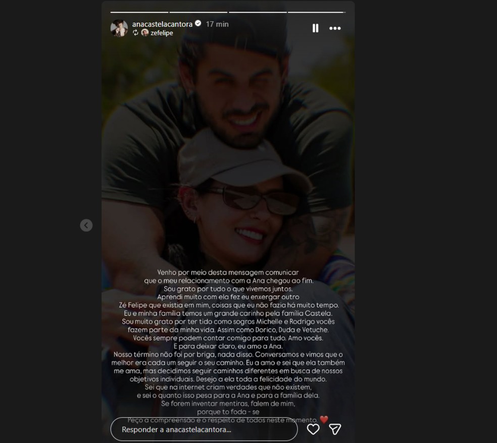 Anúncio feito pelo Instagram dos cantores. — Foto: Redes sociais/ Reprodução