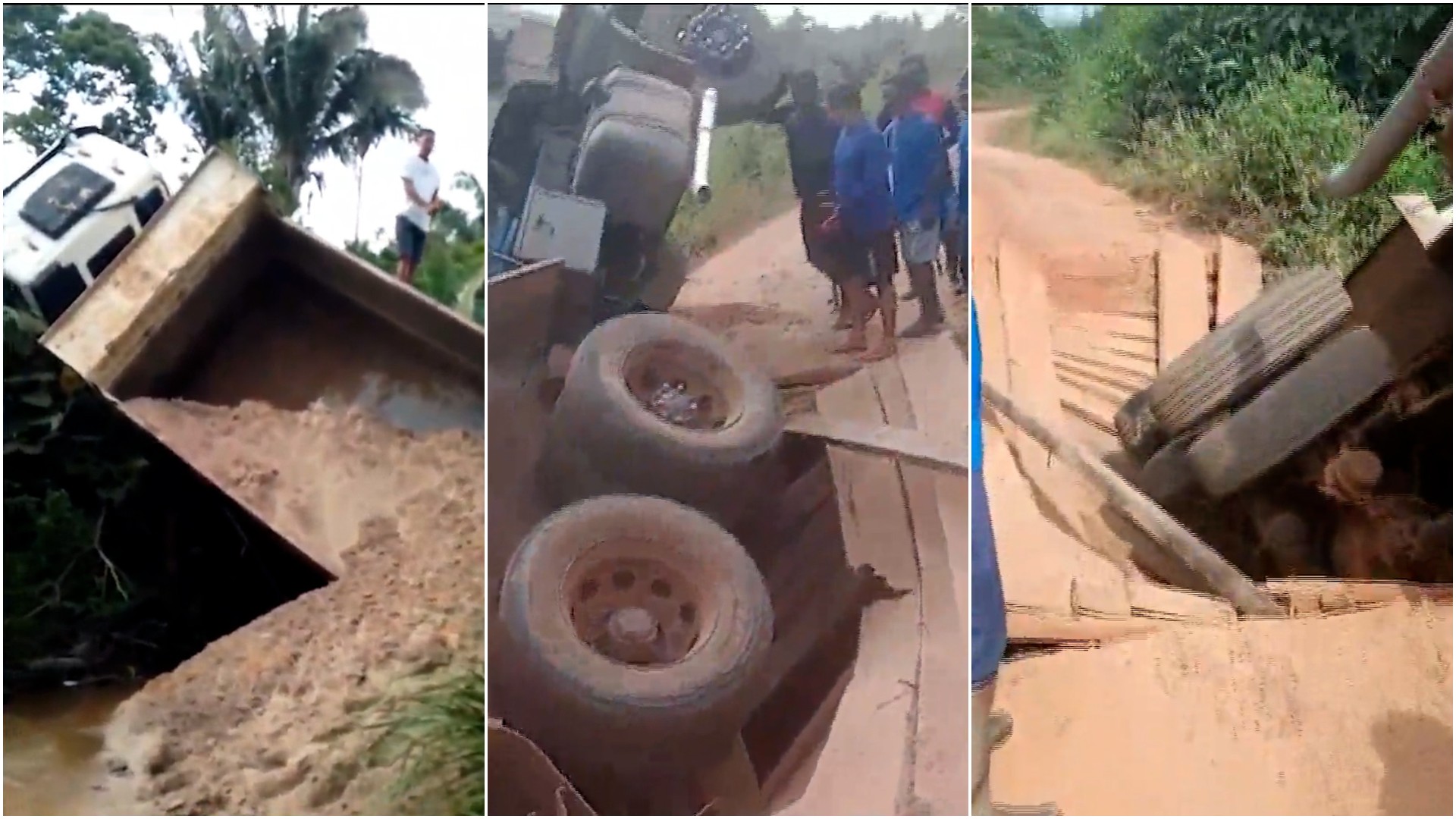 Ponte desaba com caminhão carregado de areia e comunidade fica isolada em Pedro do Rosário, no MA