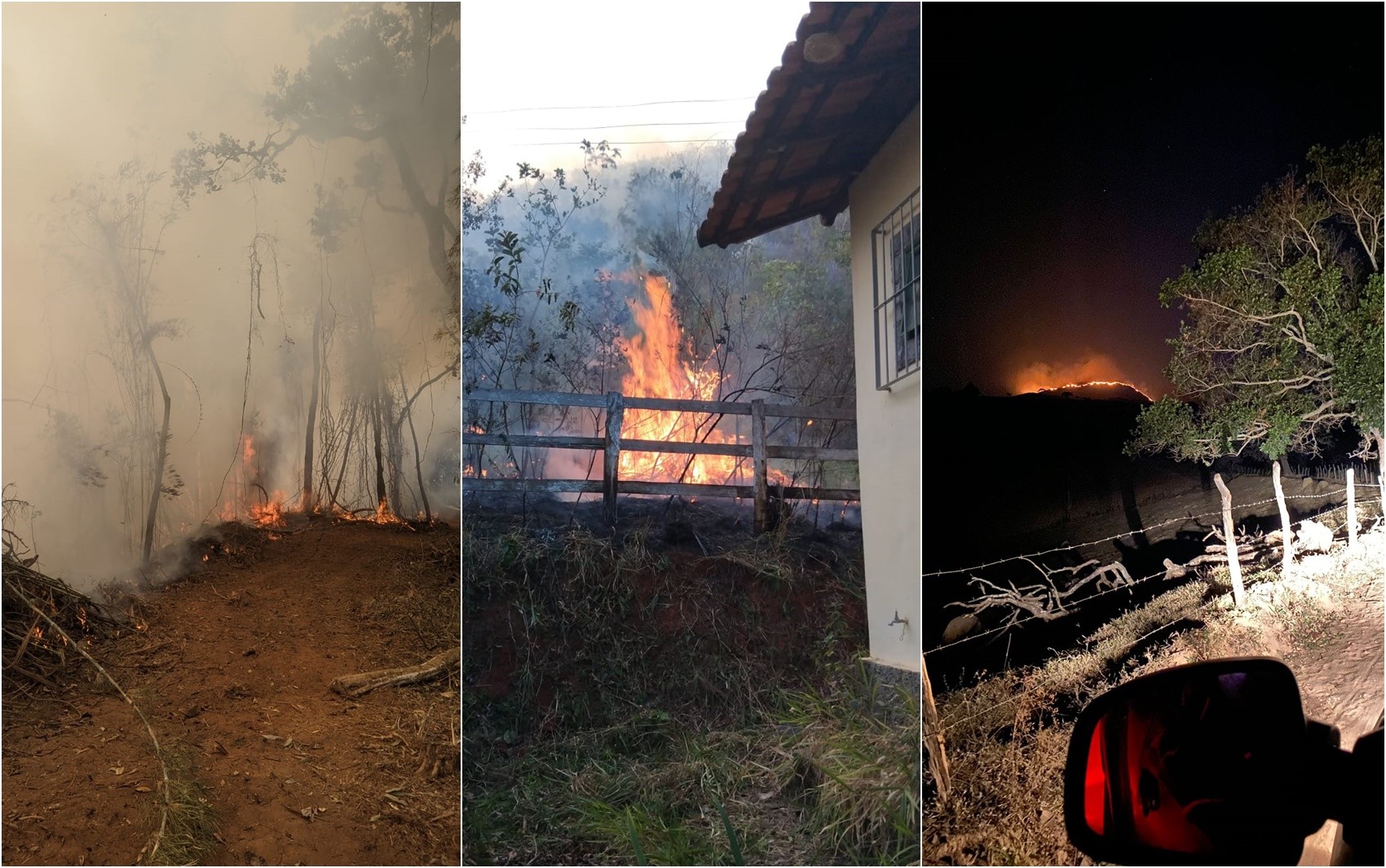 Bombeiros, Defesa Civil e brigadistas combatem incêndios nas Serras do Papagaio e do Paredão, no Sul de MG