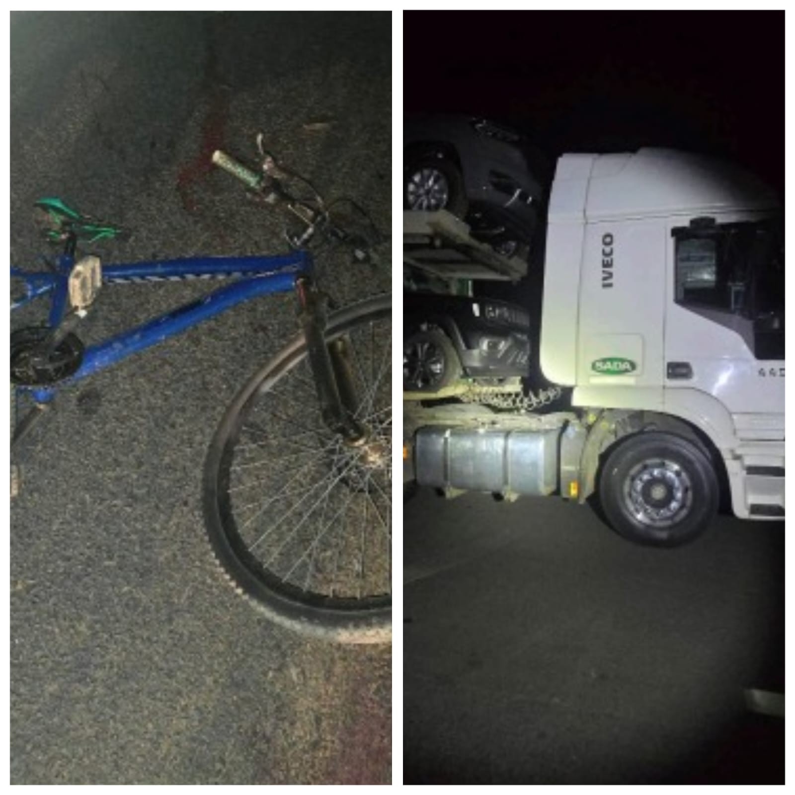 Ciclista é atingido por cegonheira na BR-135, cai e acaba atropelado por carro; ele morreu no local