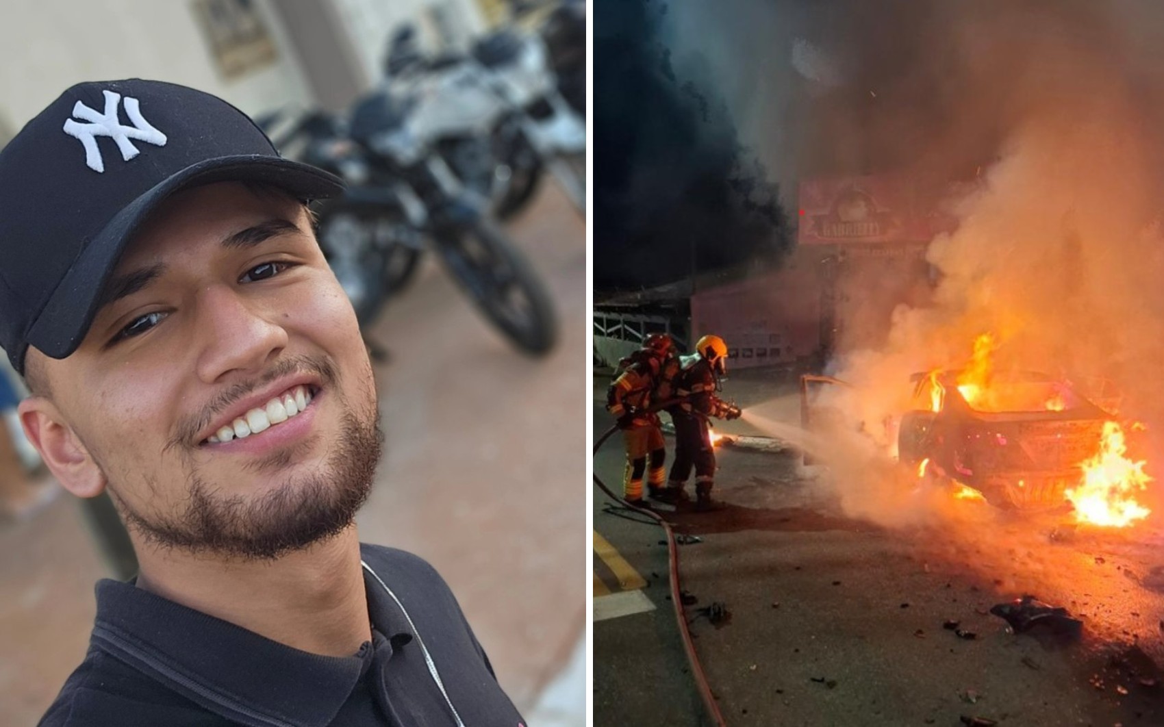 Acidente mata jovem e deixa carro e moto destruídos pelo fogo em Goiânia
