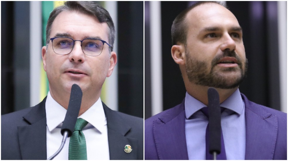 Flávio Bolsonaro e Eduardo Bolsonaro — Foto: Zeca Ribeiro / Câmara dos Deputados; Mário Agra/Câmara dos Deputados