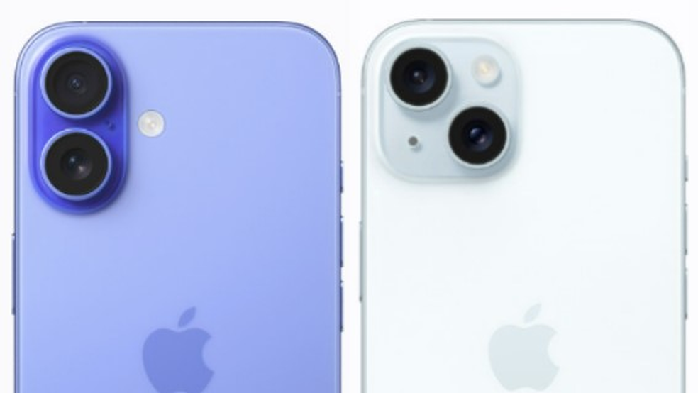 iPhone 16 (à esquerda) e iPhone15 (à direita) — Foto: Reprodução Apple