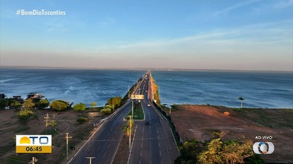 Drone do BDT mostra ventos fortes sobre o lago de Palmas nesta terça-feira (11)