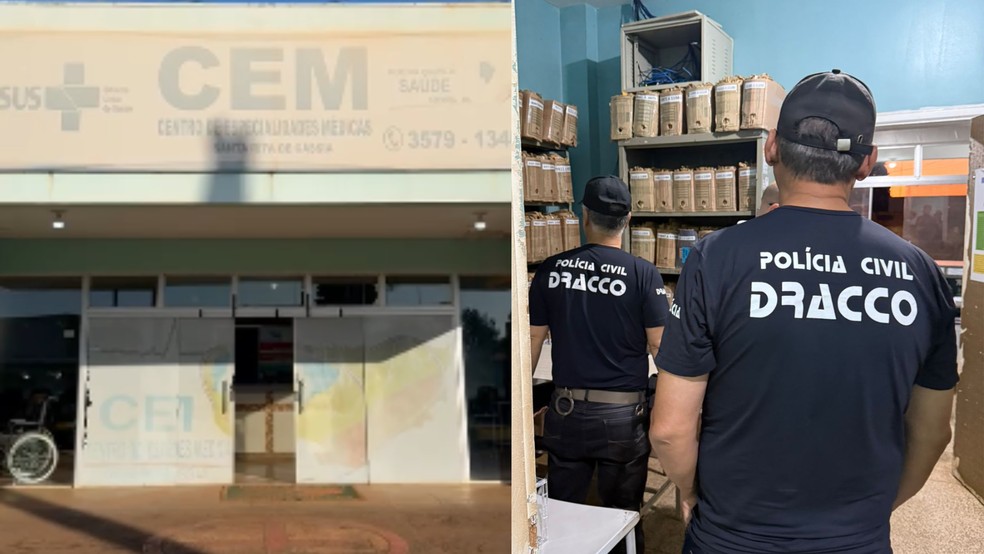 Houve mandados de busca e apreensão também no Centro de Especialidades Médicas (CEM) e em residências de servidores públicos. — Foto: Dracco-MS