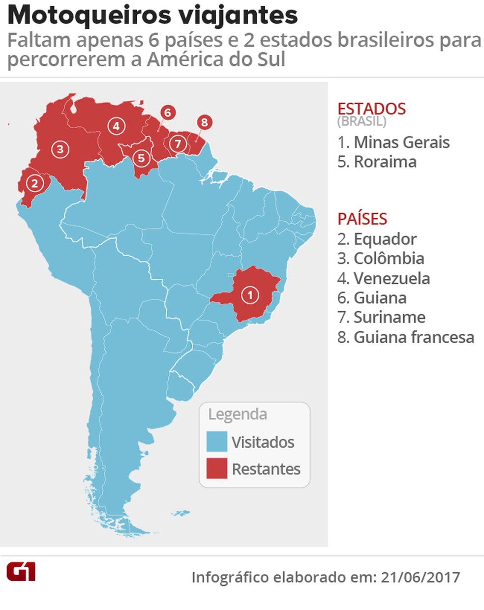 G1 - Jovem percorre mais de 8 mil km pela América do Sul com moto